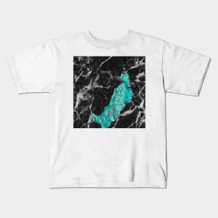 Dark marble and turquoise Kids T-Shirt